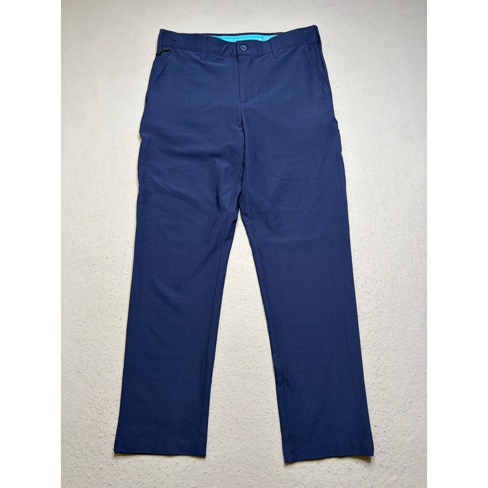 Birdie Bound Golf Pants Mens 32x30 Navy Blue Performance Stretch Flat Front